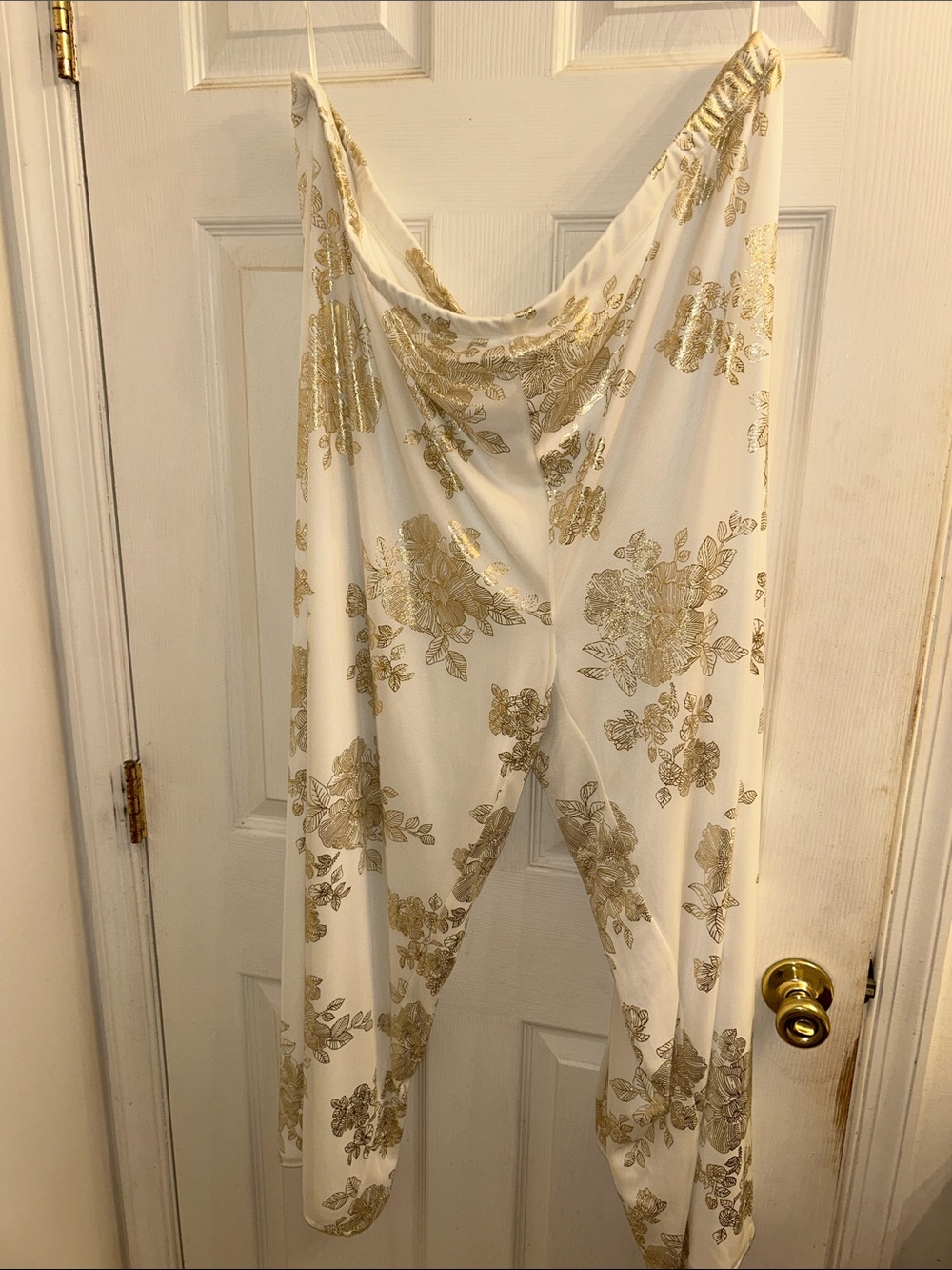 MSK White NWT pants with Gold Floral Print